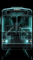 A modern abstract wireframe of an urban public transit bus