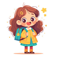 Design and illustration of a cute female student with school supplies for motion graphics and animation