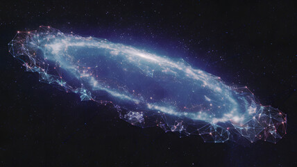 Obraz premium A holographic AI map of the stars, with patterns and connections forming and shifting.