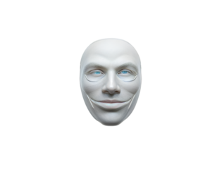 White plastic face mask isolated on transparent background