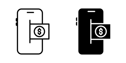 Save money online digital Icon set.Symbol isolated white background. vector illustration. color editable.