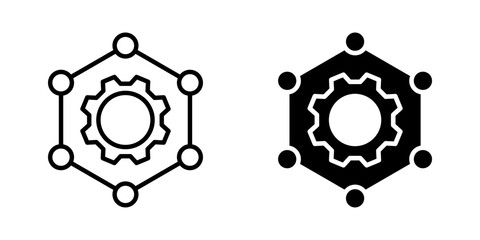PlGear connection Icon set.Symbol isolated white background. vector illustration. color editable.