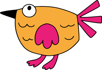 Chicken, Easter, children's print in doodle style, vector