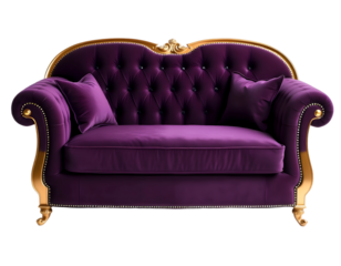 Luxury purple sofa isolated on transparent background