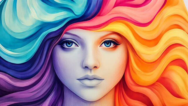 Surreal Psychedelic Art Featuring Tranquil Meditating Face with Colorful Waves in Dreamlike Abstract Painting Using Bright Pastel Tones for Creative Expression and Contemporary Design