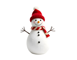 Snowman with hat and scarf isolated on transparent background