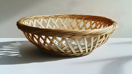 Fototapeta premium Woven Basket on White Surface