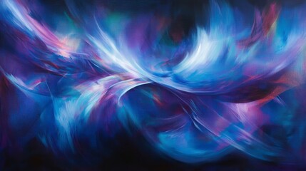 Abstract art, vibrant colors, dynamic movement, painting, possible use for posters or prints