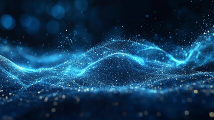 Abstract digital landscape of glowing particles