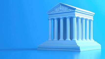 Obraz premium 3D model of ancient temple on blue background