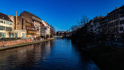 Naklejka premium The wonderful architecture of Strasbourg on a winter morning