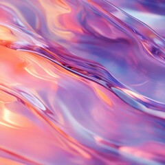 Obraz premium Opalescent molten glass texture, high-gloss surface, dreamy pink and purple hues, light refractions, detailed close-up, soft-focus glow, cinematic lighting 