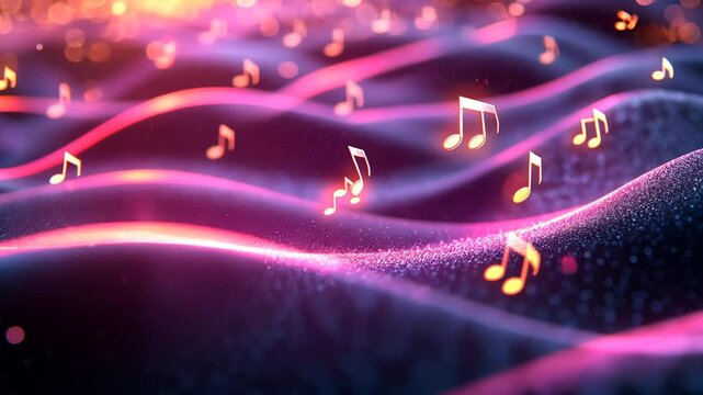 Abstract Music Waves with Notes