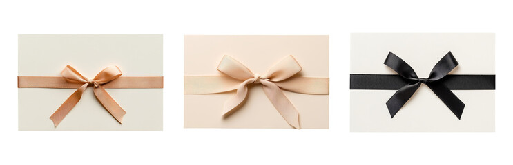 Elegant Gift Boxes with Ribbon Ties on a White Isolated on transparent background