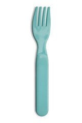 Baby plastic fork, blue light small fork  for children isolated