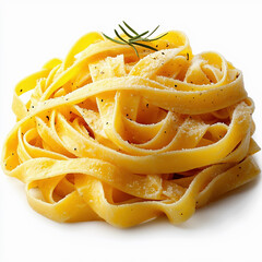 Tagliatelle pasta on white  background. 