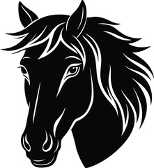 horse head silhouette vector on white background.