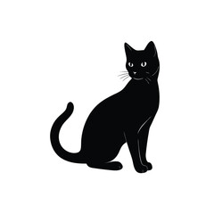 black cat on white background. vector 