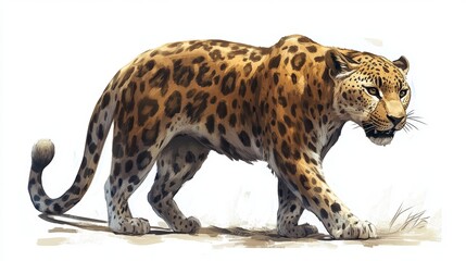 Naklejka premium A drawing of a leopard rendered in a digital style. 