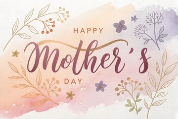 Obraz premium Elegant Mother's Day Card with Floral Design and Soft Pastel Colors