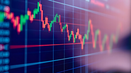 Colorful Stock Market Chart Display on High-Resolution Computer Screen. a sophisticated trading dashboard displaying real-time market data, charts, and analytics.