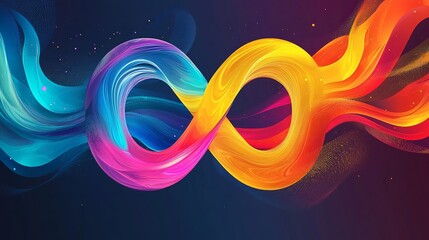 Fototapeta premium Abstract Colorful Infinity Symbol Dynamic Swirls Vibrant Hues Modern Art Digital Design Background Illustration Graphic Texture Smooth Flowing Lines 