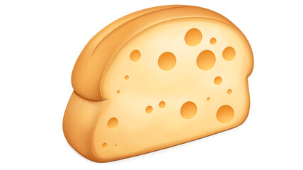 Abstract Cheese Slice with Holes on a Neutral Background