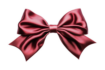 Elegant red satin bow for gift wrapping and decoration purposes, cut out