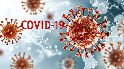 Global Map of COVID-19 Impact with Healthcare Icons and Color Gradients