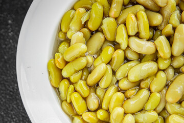 Beans flageolet green bean fresh delicious gourmet food background on the table rustic food top...