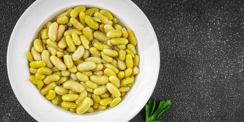 Beans flageolet green bean fresh delicious gourmet food background on the table rustic food top view copy space keto and paleo diet vegetarian and vegan food