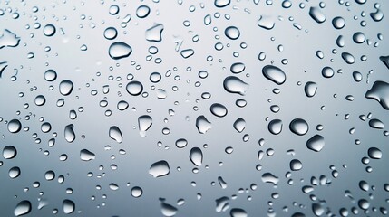 3D Close-Up View of Rain Drops on Clear Surface with Soft Background