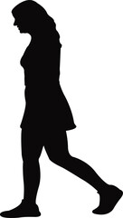 a woman walking body silhouette vector