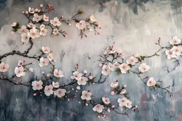 Cherry blossom branches laden