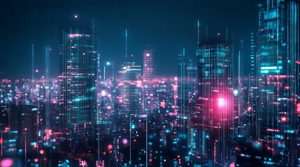 Telecommunication tower with a 5G cellular network antenna against a city background illustrating global connectivity and internet network concepts