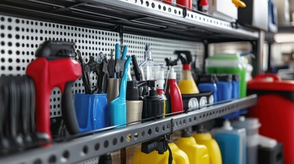 Organized Tools in Bright Indoor Storage Unit