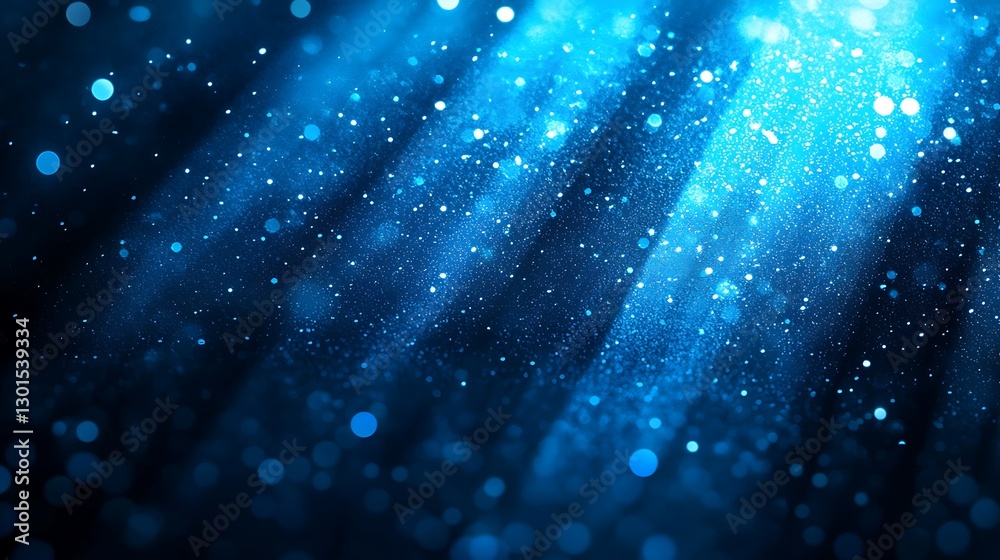 Poster abstract blue light rays, bokeh effect