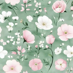 Fototapeta premium Seamless watercolor floral pattern