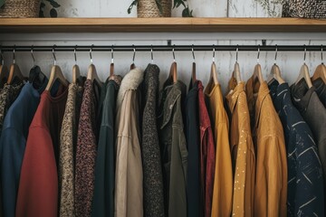 Modern wardrobe with clothes in sleek design. AI generated illustration.