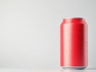 Cold Red Soda Can with Water Droplets  

