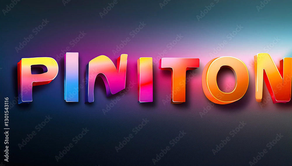 Aufkleber fading gradient color effect on vibrant text showcasing piniton in a creative design space