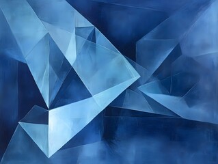 Distorted geometric shapes in cool blue