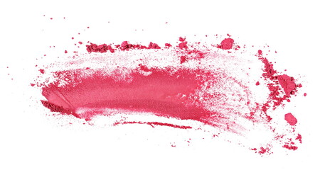 Face powder brush stroke isolated on white background, top view	