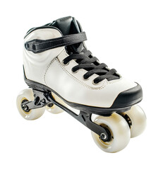Roller skating excitement with a sleek white skate boot ready for fun and adventure on wheels, cut out