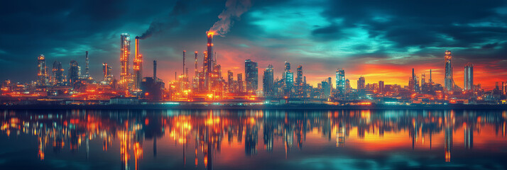 Fototapeta premium Dynamic urban energy flow in a modern metropolis during twilight hours