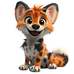 Obraz premium 3D Wild Dog character isolated on transparent background, PNG