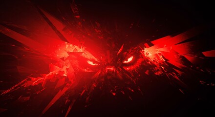 Fototapeta premium Crimson gaze abstract composition of fractured shapes intense expression