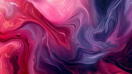 Obraz premium Abstract Swirling Paint Texture - Vibrant swirls of pink, purple, and red paint create a dynamic abstract background. Perfect for design projects needing a bold visual