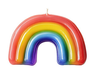 Colorful rainbow candle designed for celebration and decoration during festive events and gatherings throughout the year, cut out