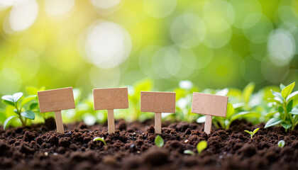 Biodegradable plant markers for herbs in eco-friendly garden, sustainability